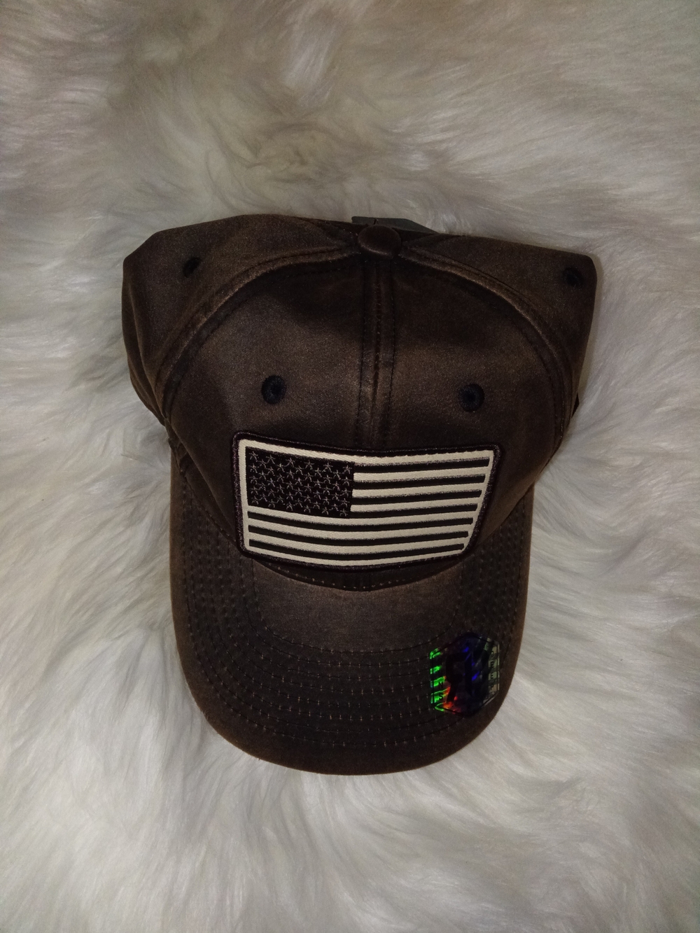 Rustic Brown 'Rugged' ADJUSTABLE Flag Baseball Cap - RUNS DEEP - Picture 2 of 8